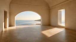 The empty coastal room with an arched sea view